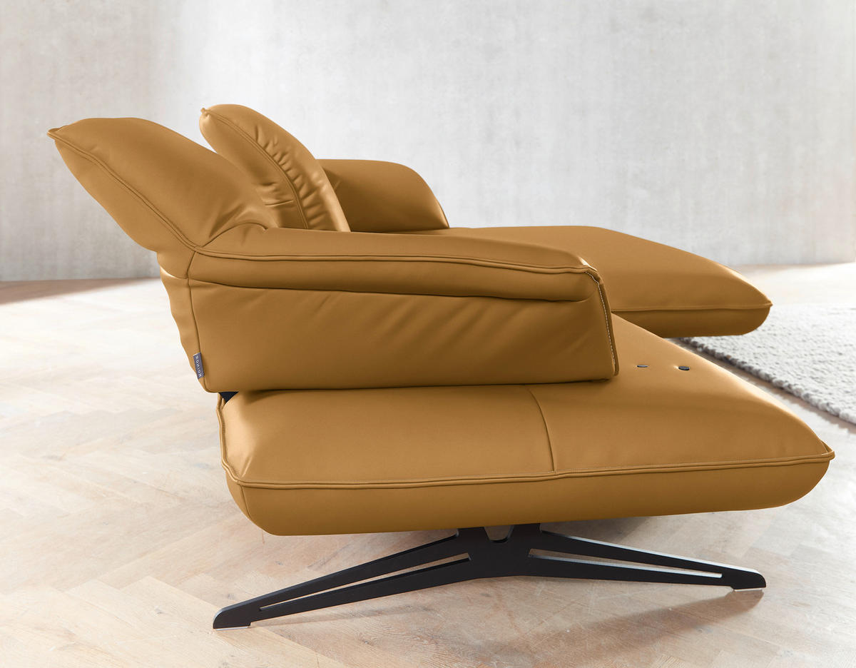 ECKSOFA in Echtleder Bernsteinfarben  252/169 cm  - Beige/Bernsteinfarben, Design, Leder/Metall (252/169cm) - Koinor