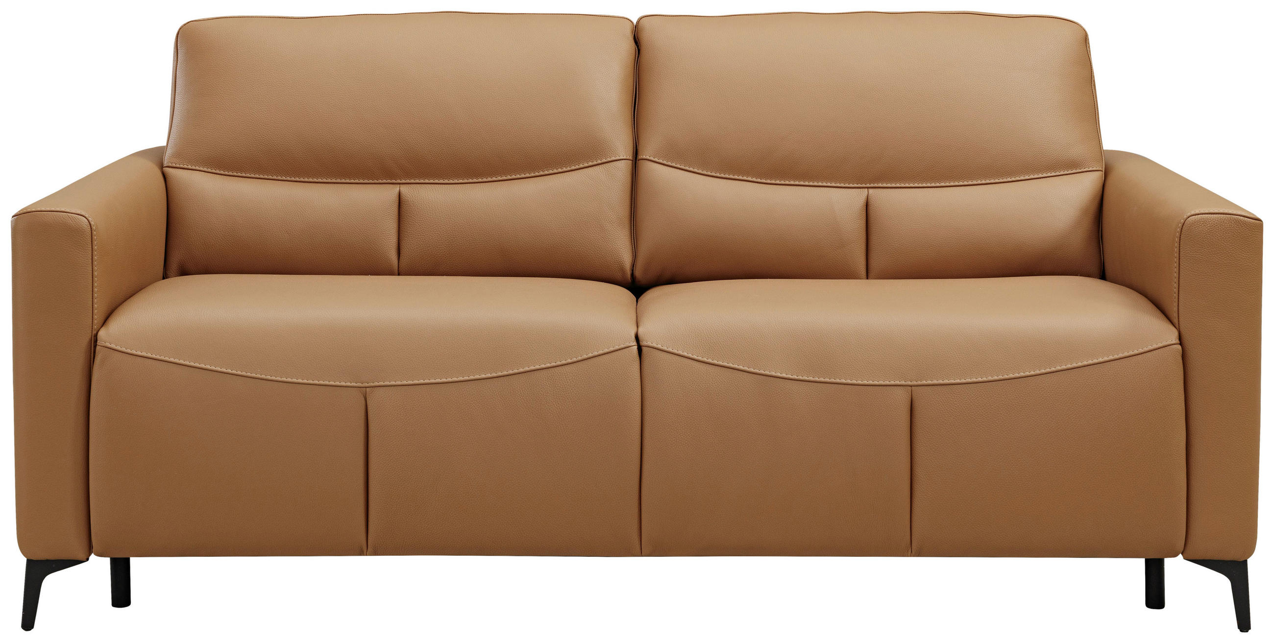 SCHLAFSOFA Cognac Echtleder  - Cognac/Schwarz, Design, Leder/Metall (191/89/97cm) - Novel