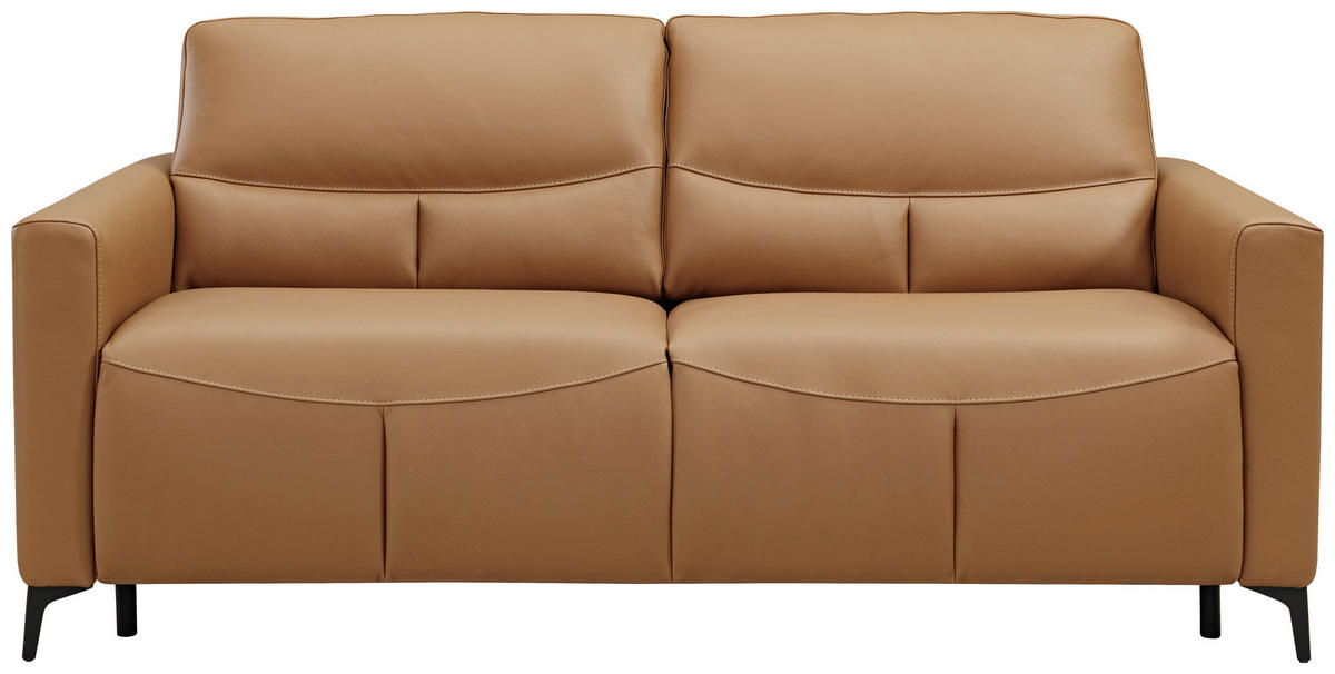 SCHLAFSOFA Cognac Echtleder  - Cognac/Schwarz, Design, Leder/Metall (191/89/97cm) - Novel