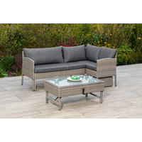 LOUNGEGARNITUR  190/113 cm  Stahl  - Beige, MODERN, Glas/Kunststoff (190/113cm) - Gardenson