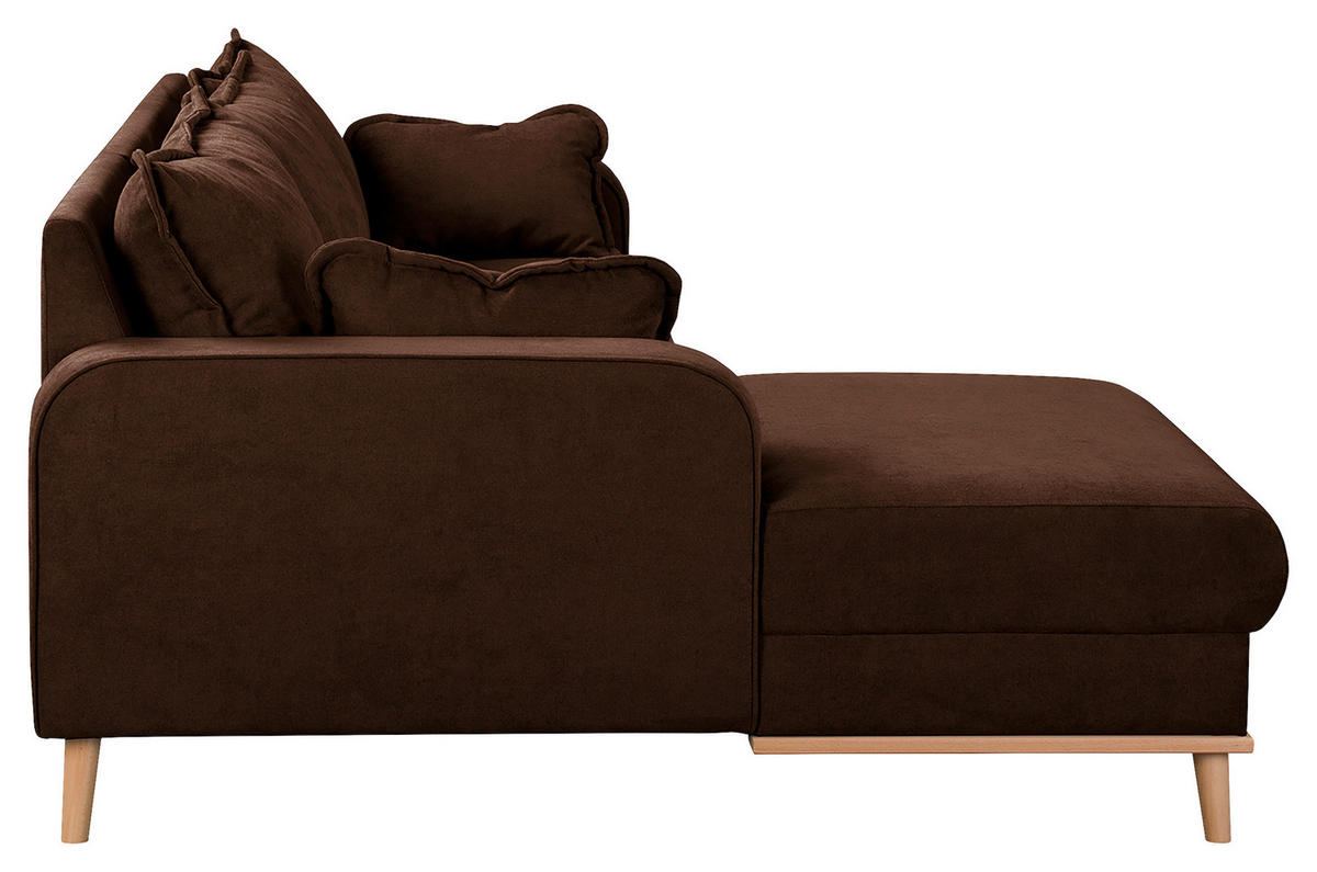 ECKSOFA in Mikrofaser Braun  - Wengefarben/Braun, Design, Holz/Textil (150/230cm) - Livetastic