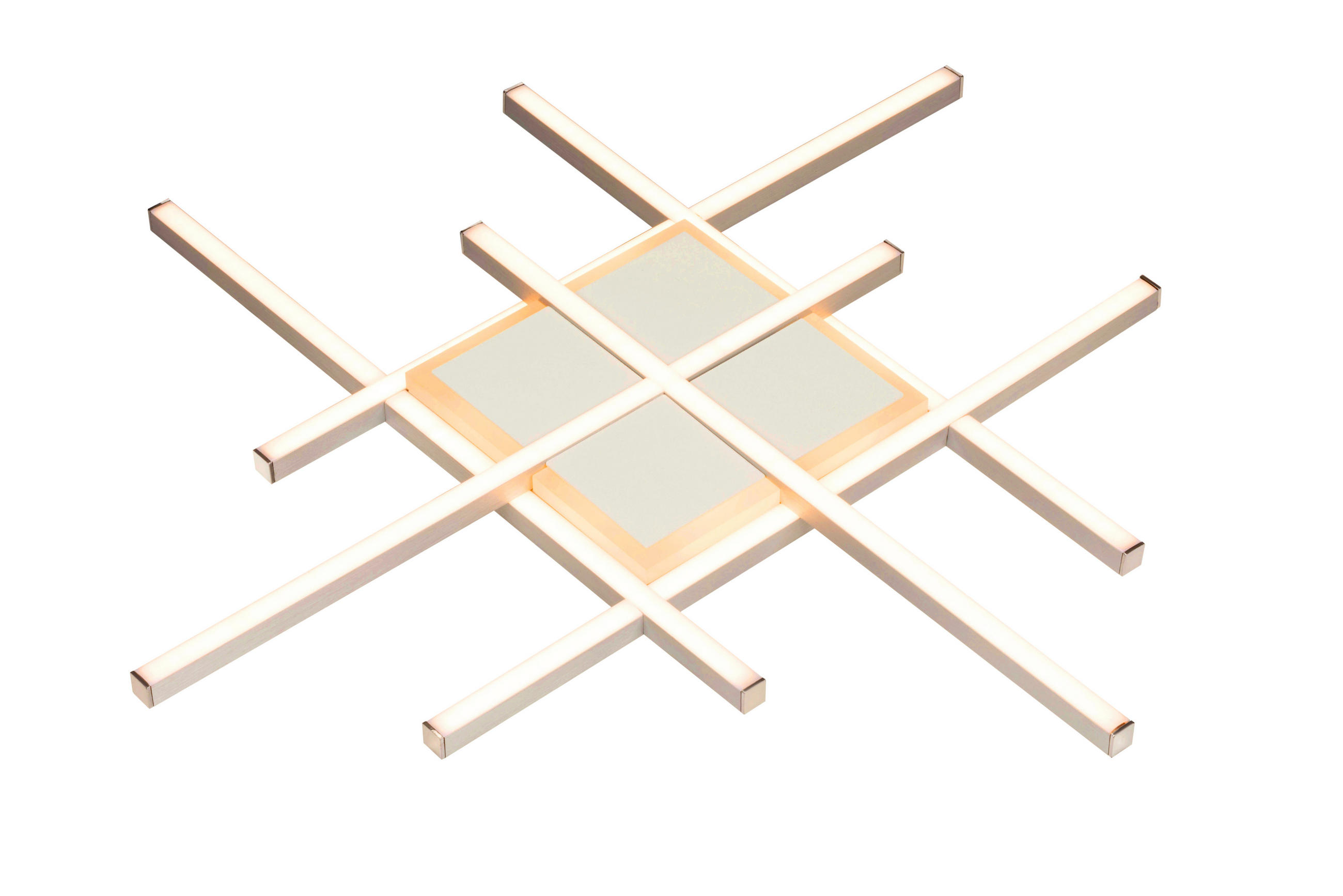 STROPNÉ LED SVIETIDLO, 53,5/53,5/4,5 cm - strieborná, Basics, kov/plast (53,5/53,5/4,5cm) - Boxxx