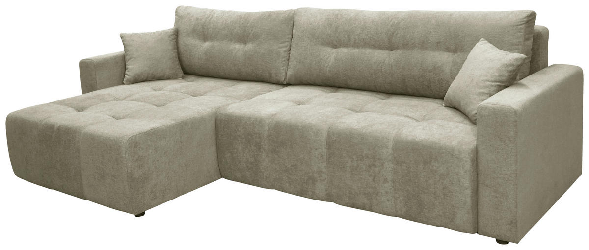 ECKSOFA LAGUNA Beige Frottee  - Beige/Schwarz, Design, Kunststoff/Textil (143/260cm) - MID.YOU