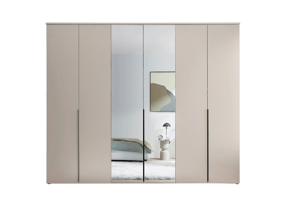 ORMAR S KLASIČNIM VRATIMA kašmir   - kašmir/crna, Moderno, staklo/drvni materijal (270/225/52cm) - Carryhome