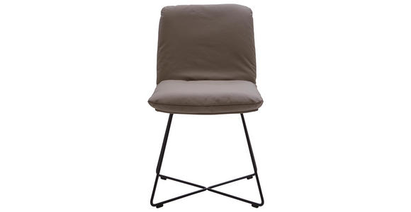 STUHL Echtleder Anthrazit, Taupe - Taupe/Anthrazit, KONVENTIONELL, Leder/Metall (52/90/65cm) - Valnatura