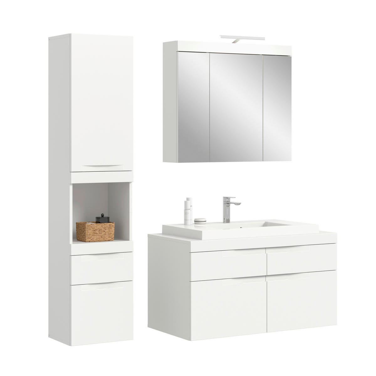 BADRUM 153 cm  - vit, Trend, trämaterial/glas (153cm) - MID.YOU