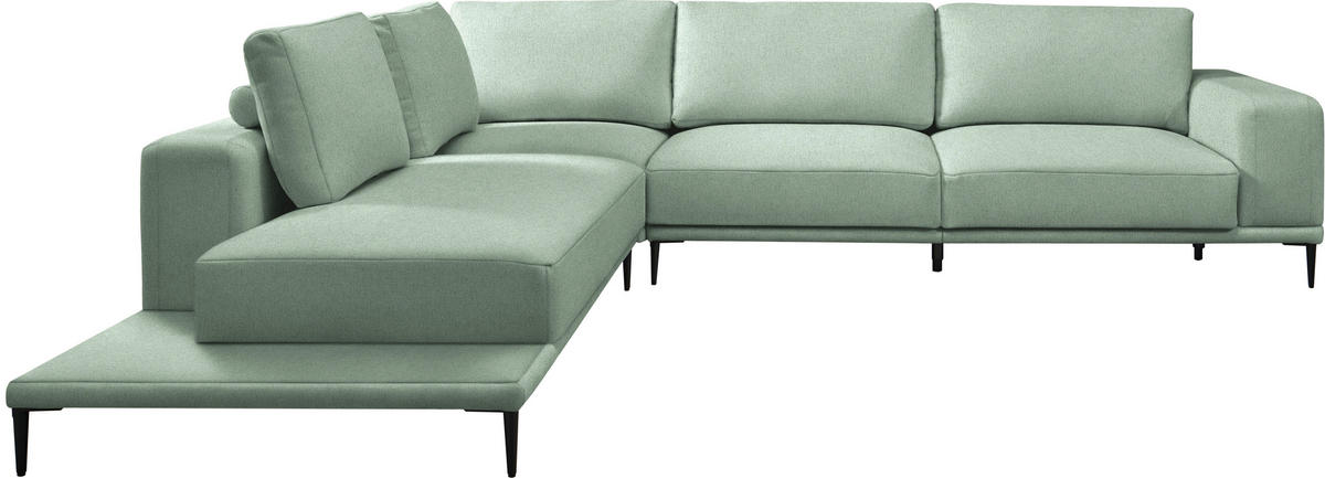 ECKSOFA  in Leinwand Mintgrün  271/318 cm  - Schwarz/Mintgrün, Design, Textil/Metall (271/318cm) - Belluti
