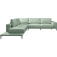 ECKSOFA  in Leinwand Mintgrün  271/318 cm  - Schwarz/Mintgrün, Design, Textil/Metall (271/318cm) - Belluti