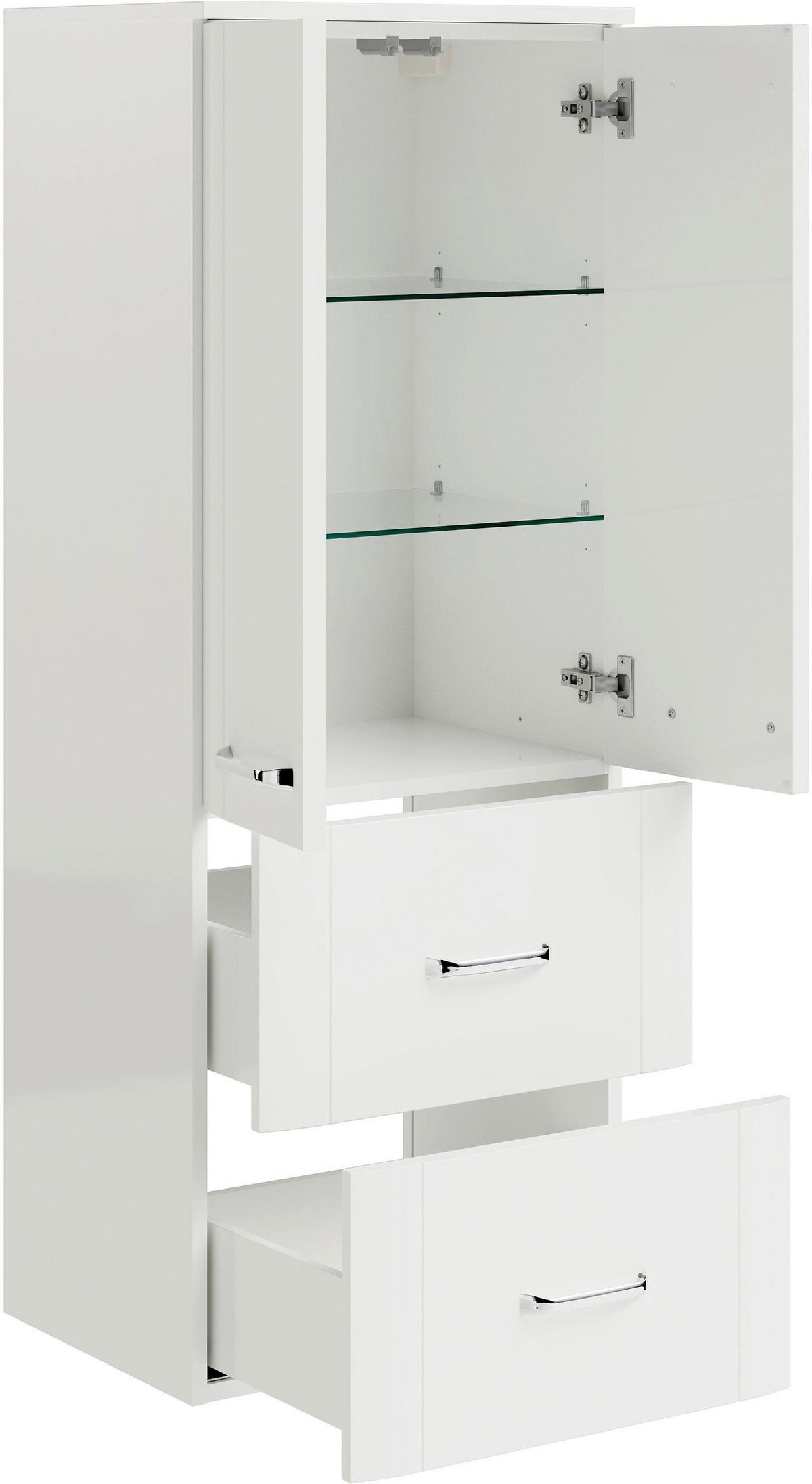 MIDISCHRANK 50/130/38 cm  - Chromfarben/Weiß Hochglanz, MODERN, Glas/Holzwerkstoff (50/130/38cm) - Sadena