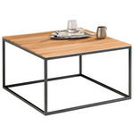 COUCHTISCH Wildeiche massiv 65/65/37 cm quadratisch Schwarz, Eichefarben  - Eichefarben/Schwarz, Design, Holz/Metall (65/65/37cm) - Johann Jakob