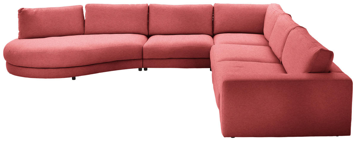 ECKSOFA Flachgewebe Koralle  - Koralle/Schwarz, Design, Kunststoff/Textil (425/365cm) - Lomoco