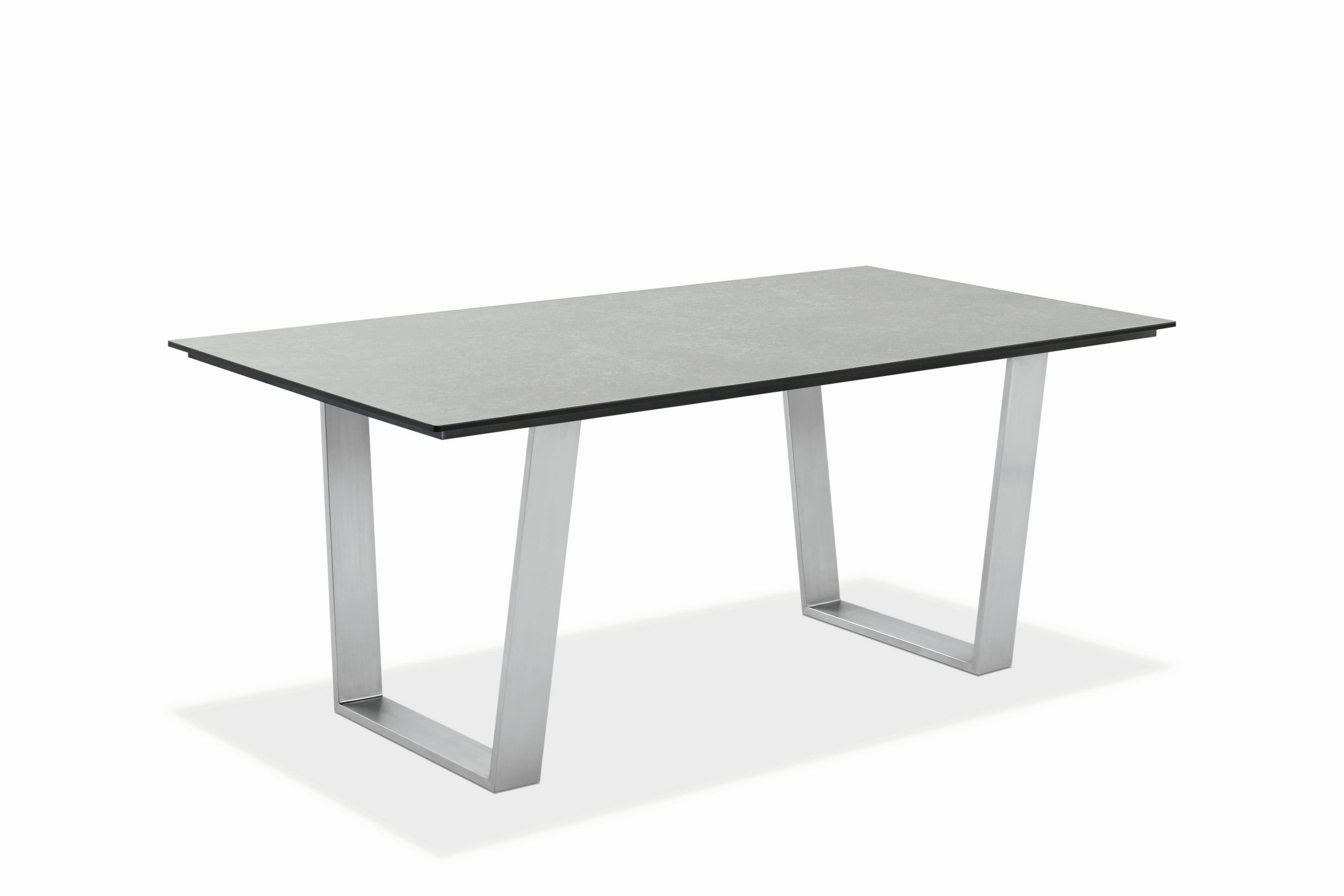 GARTENTISCH Kunststoff Grau, Edelstahlfarben rechteckig  - Edelstahlfarben/Grau, Design, Kunststoff/Metall (180/95/76cm)