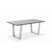 GARTENTISCH 160/95/76 cm Kunststoff Grau, Edelstahlfarben rechteckig  - Edelstahlfarben/Grau, Design, Kunststoff/Metall (160/95/76cm)