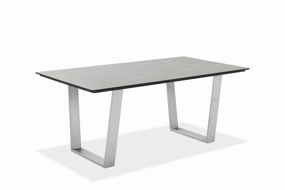 GARTENTISCH 160/95/76 cm Kunststoff Grau, Edelstahlfarben rechteckig  - Edelstahlfarben/Grau, Design, Kunststoff/Metall (160/95/76cm)