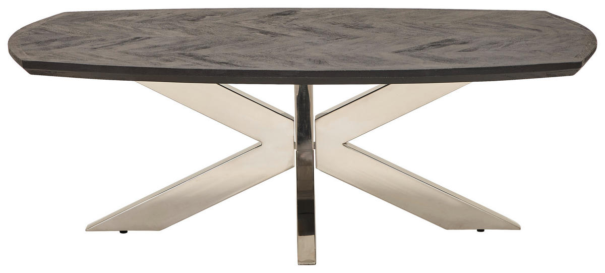 COUCHTISCH Mangoholz teilmassiv 130/45/70 cm rechteckig Schwarz, Edelstahlfarben  - Edelstahlfarben/Schwarz, Design, Holz/Metall (130/45/70cm) - Livetastic