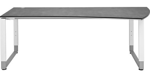 SCHREIBTISCH 200/80-100/68-82 cm  in Grau, Weiß  - Weiß/Grau, Basics, Holzwerkstoff/Metall (200/80-100/68-82cm) - Moderano