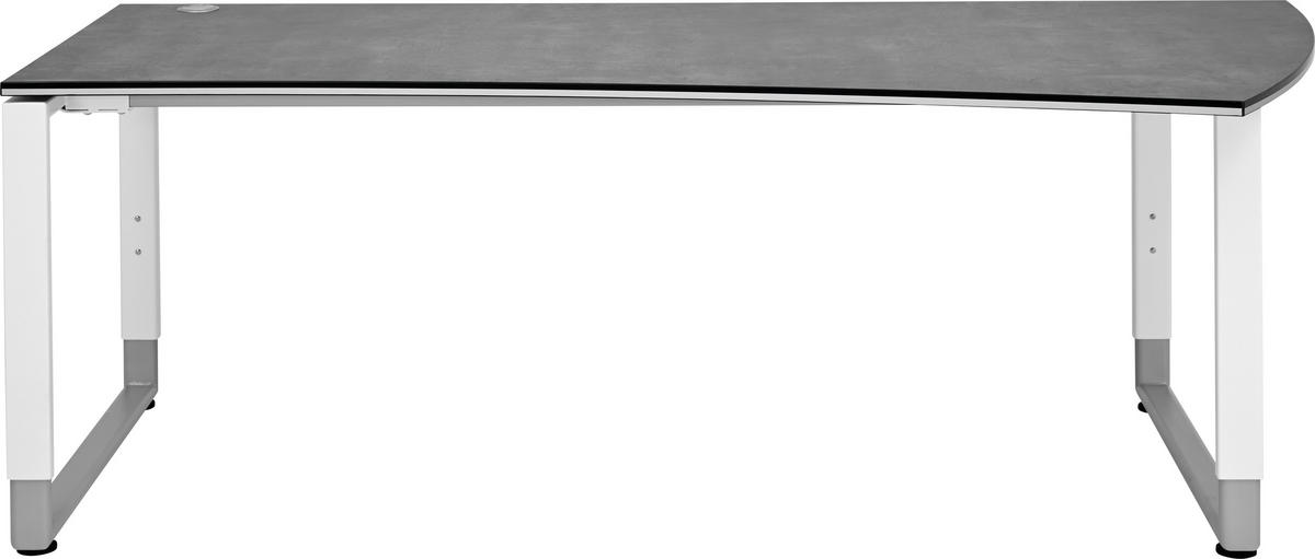 SCHREIBTISCH 200/80-100/68-82 cm  in Grau, Weiß  - Weiß/Grau, Basics, Holzwerkstoff/Metall (200/80-100/68-82cm) - Moderano