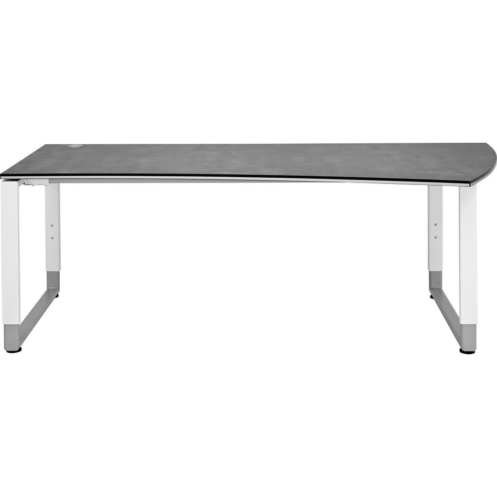 Thumbnail - Moderano Schreibtisch, Grau, Weiß, Metall, Holzwerkstoff, Freiform, Kufe, 80-100x68-82x200 cm, Lga, Goldenes M, Made in ...