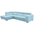 ECKSOFA  in Chenille Blau, Hellblau  207/301 cm  - Chromfarben/Blau, Design, Textil (207/301cm) - Xora