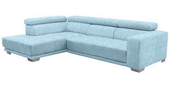 ECKSOFA  in Chenille Blau, Hellblau  207/301 cm  - Chromfarben/Blau, Design, Textil (207/301cm) - Xora