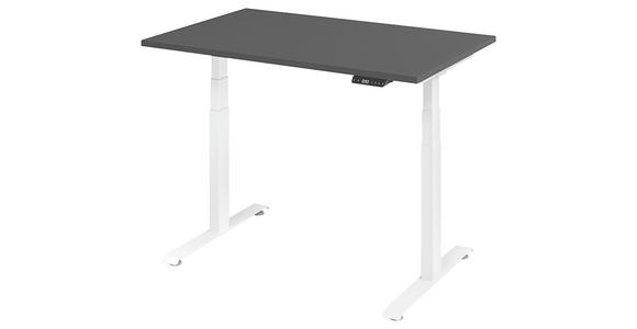 SCHREIBTISCH 120/80/64,5-129,5 cm Graphitfarben, Weiß höhenverstellbar  - Graphitfarben/Weiß, KONVENTIONELL, Holzwerkstoff/Metall (120/80/64,5-129,5cm) - Venda