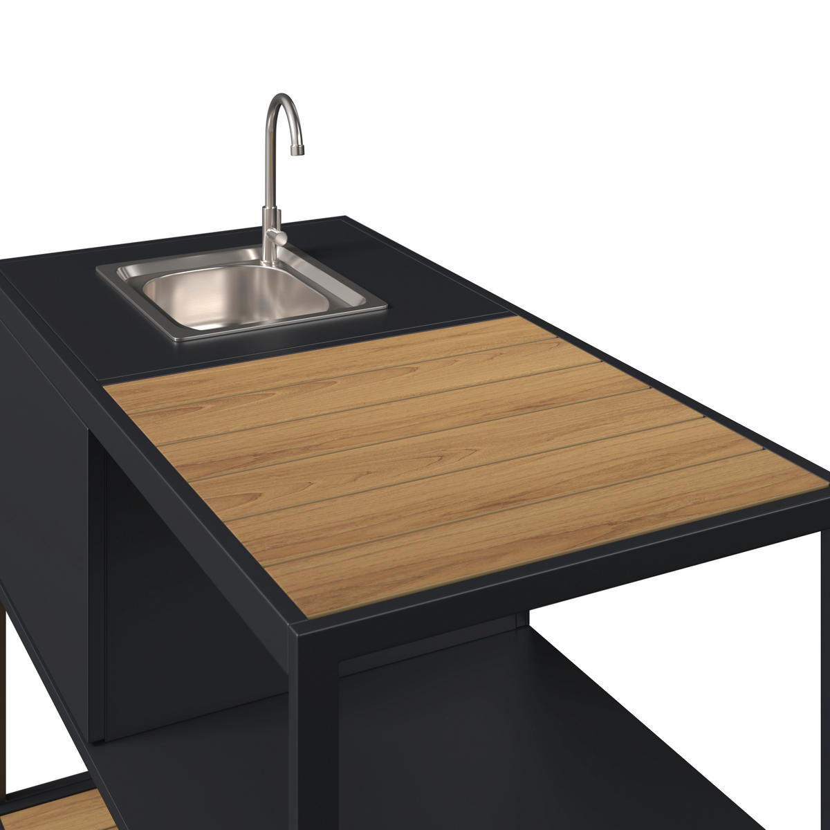 OUTDOORKÜCHE - Anthrazit/Naturfarben, MODERN, Kunststoff/Metall (120/116/60cm) - Ambia Garden