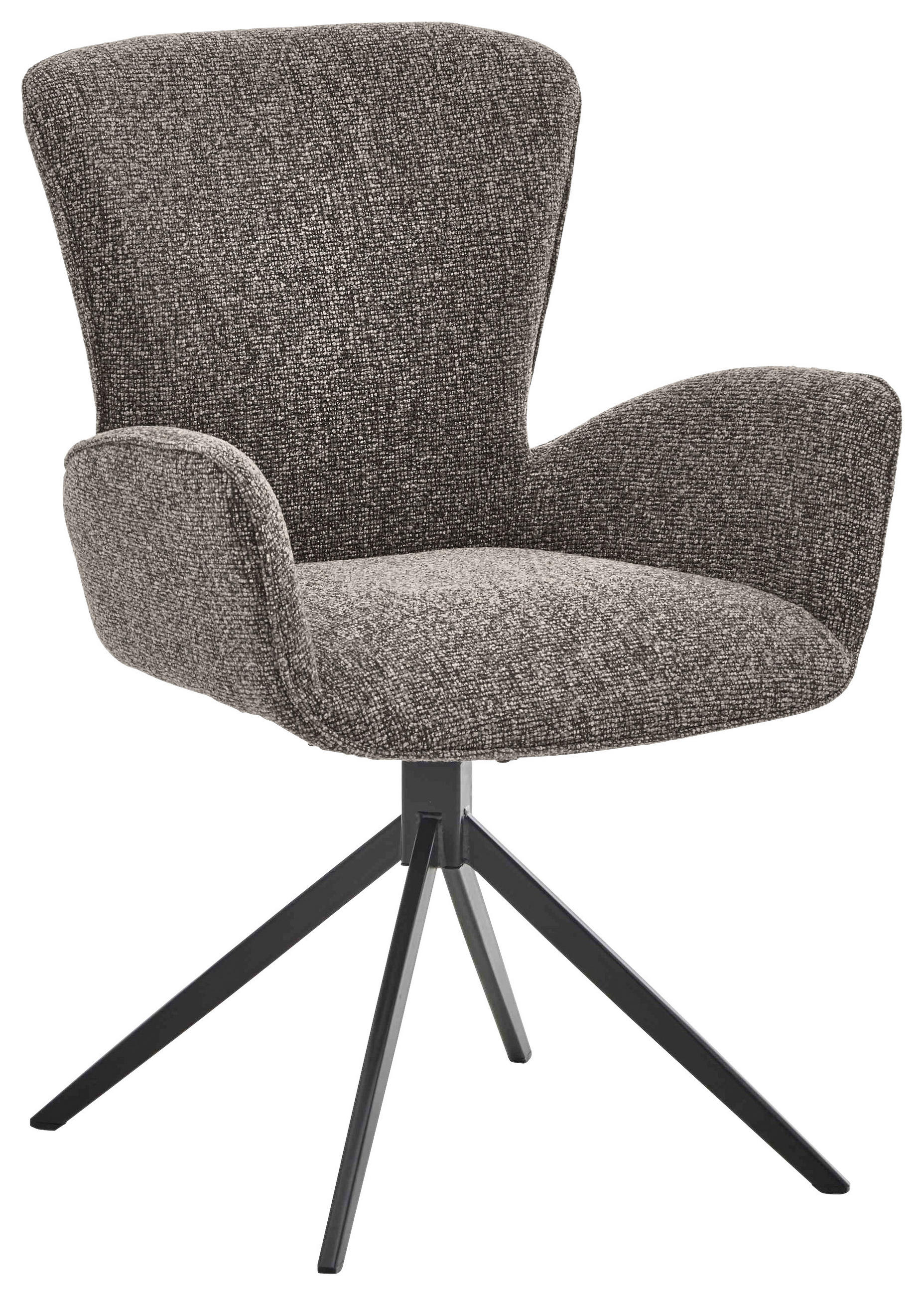 ARMLEHNSTUHL  in Eisen Jacquard, Flachgewebe  - Graubraun/Schwarz, Design, Textil/Metall (63/92/63cm) - Valdera