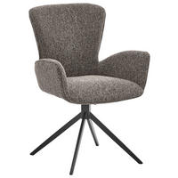 ARMLEHNSTUHL  in Eisen Jacquard, Flachgewebe  - Graubraun/Schwarz, Design, Textil/Metall (63/92/63cm) - Valdera