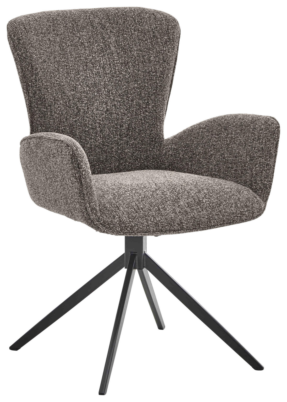 ARMLEHNSTUHL  in Eisen Jacquard, Flachgewebe  - Graubraun/Schwarz, Design, Textil/Metall (63/92/63cm) - Valdera