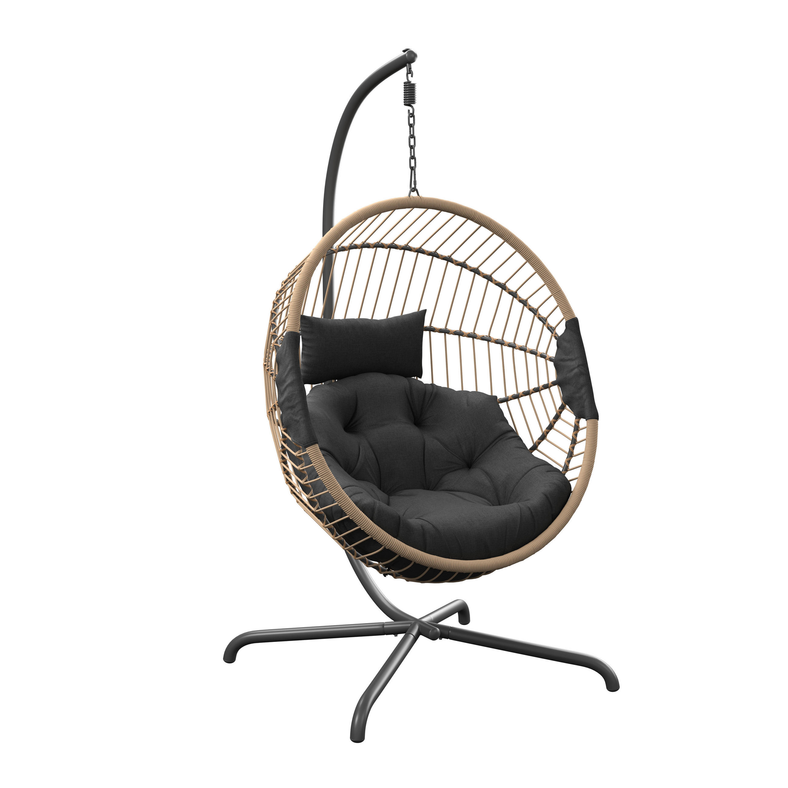 HÄNGESESSEL - Anthrazit/Naturfarben, Design, Kunststoff/Textil (99/200/106cm) - Ambia Garden