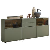 SIDEBOARD Eichefarben, Schilfgrün  180/85/40 cm  - Schilfgrün/Eichefarben, KONVENTIONELL, Glas/Holzwerkstoff (180/85/40cm) - Venda