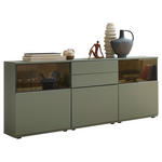 SIDEBOARD Eichefarben, Schilfgrün  180/85/40 cm  - Schilfgrün/Eichefarben, KONVENTIONELL, Glas/Holzwerkstoff (180/85/40cm) - Venda