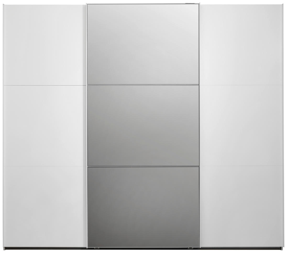SCHWEBETÜRENSCHRANK Weiss, Weiss Hochglanz  - Weiss Hochglanz/Weiss, Modern, Glas/Holzwerkstoff (250/216/65cm) - Stylife