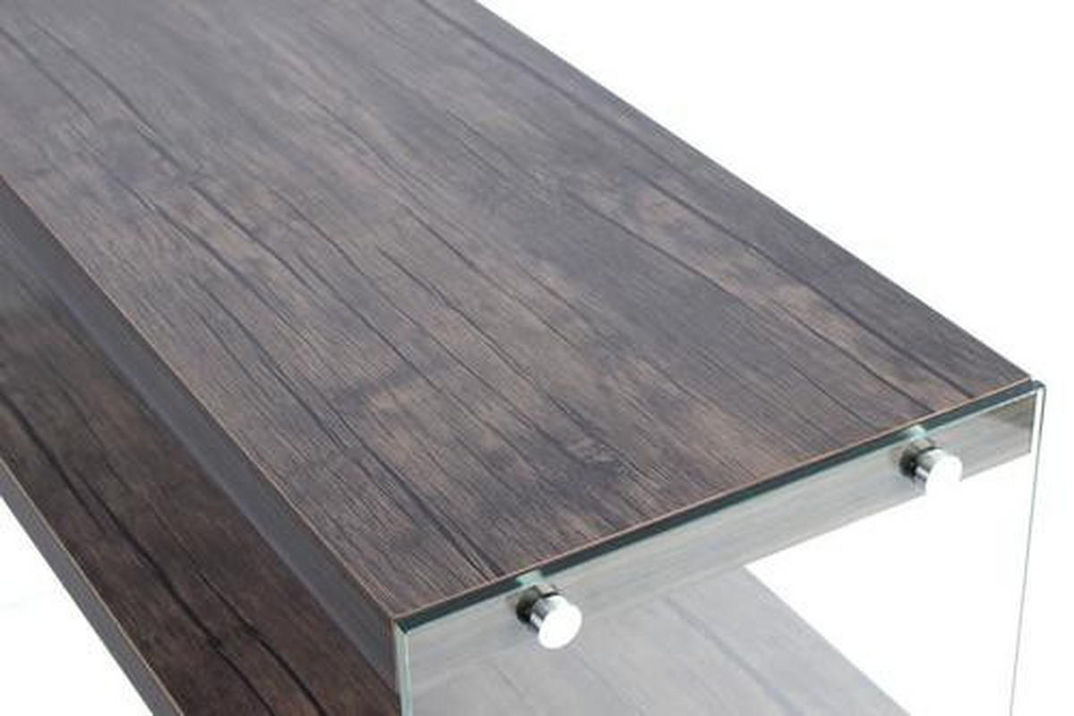 SIDOBORD i glas, trämaterial 32/110/75 cm  - klar/brun, Basics, trämaterial/glas (32/110/75cm) - Kayoom