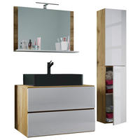 BADEZIMMER 4-teilig  in 114 cm  - Honigeiche/Weiss, Modern, Glas/Keramik (114cm) - MID.YOU