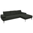ECKSOFA in Echtleder Dunkelgrün  310/180 cm  - Dunkelgrün/Schwarz, Design, Leder/Metall (310/180cm) - Dieter Knoll