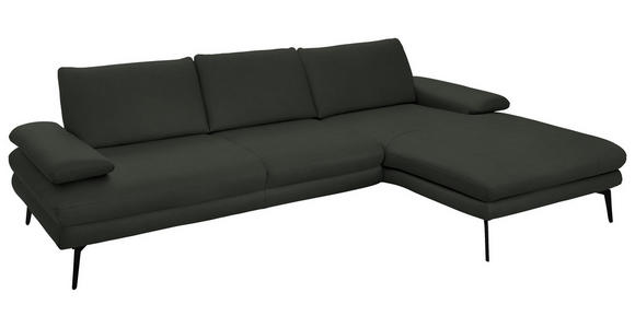 ECKSOFA in Echtleder Dunkelgrün 310/180 cm - Dunkelgrün/Schwarz, Design, Leder/Metall (310/180cm) - Dieter Knoll