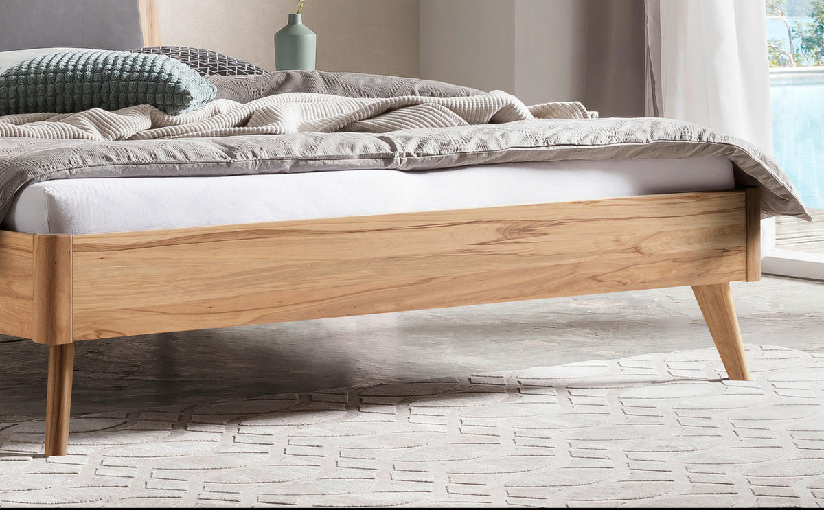 BETT 140/200 cm  in Buchefarben, Dunkelgrau   - Dunkelgrau/Buchefarben, Konventionell, Holz/Textil (140/200cm) - Hasena