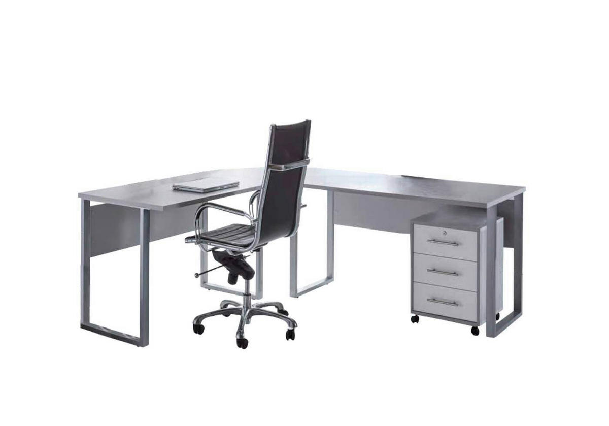 BÜRO - Weiß/Grau, MODERN, Holzwerkstoff/Metall - MID.YOU