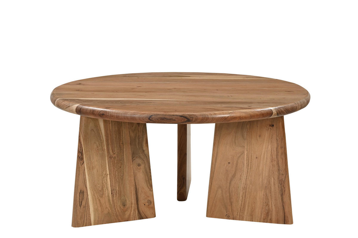 COUCHTISCH Akazie massiv 90/90/44 cm rund Naturfarben  - Naturfarben, Design, Holz (90/90/44cm) - MID.YOU