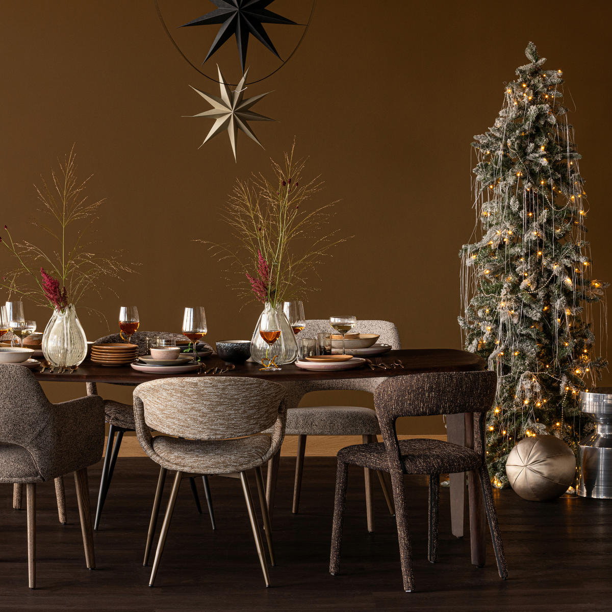 ARMLEHNSTUHL-SET 2 Stück  in Chenille, Webstoff  - Taupe/Braun, MODERN, Holz/Textil (61/86/60cm) - Livetastic