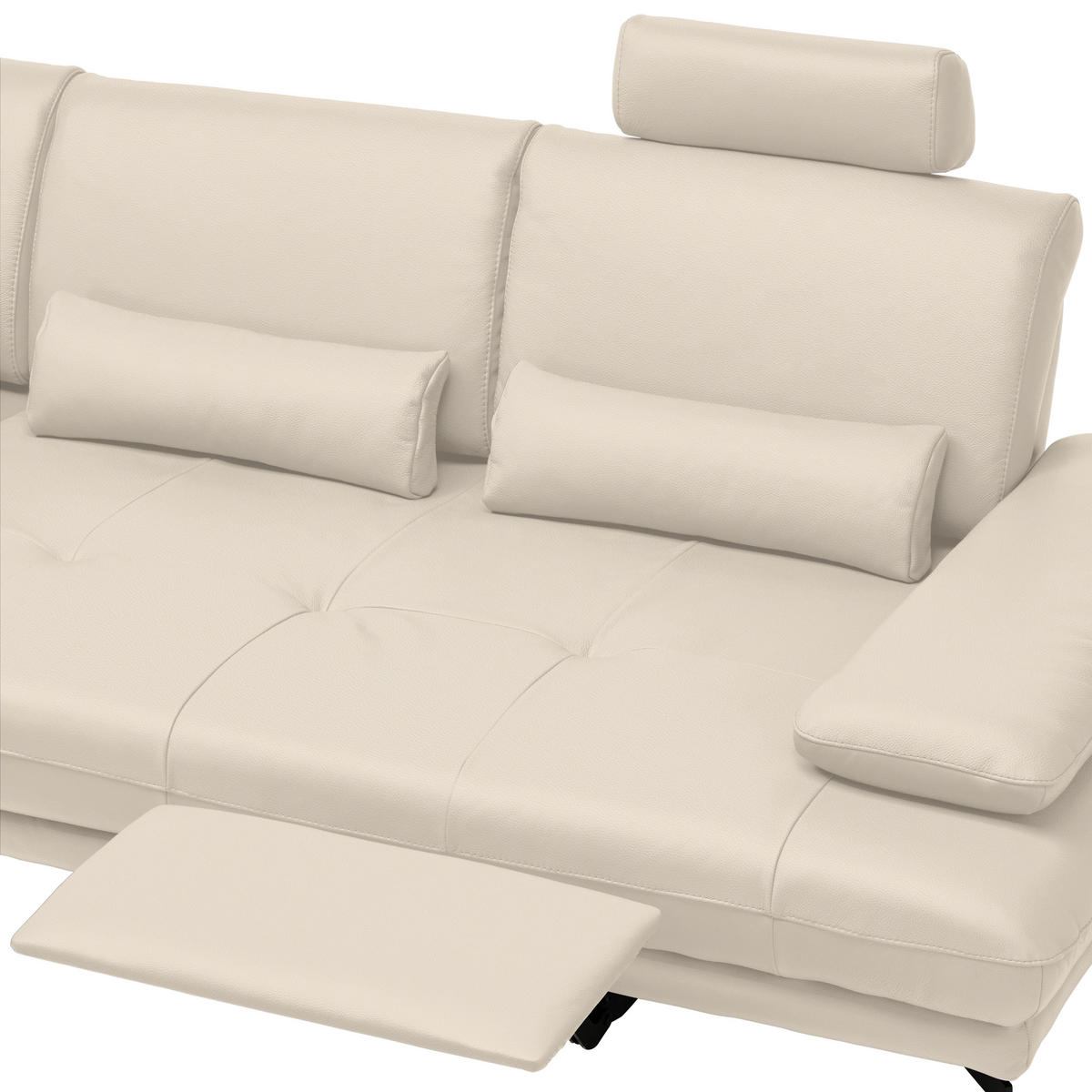 ECKSOFA Echtleder Beige  - Beige/Schwarz, Design, Leder/Metall (187/273cm) - Celina Home