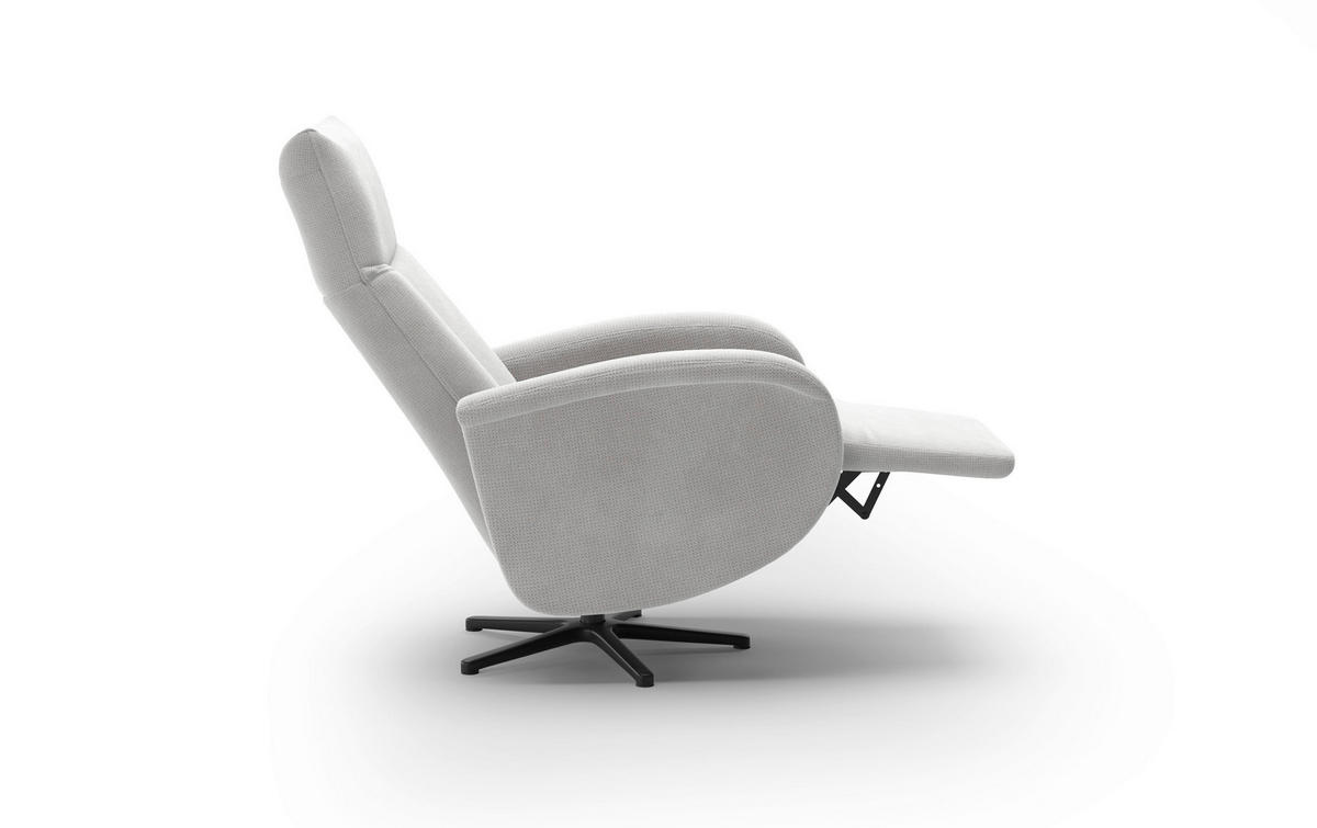 RELAXSESSEL GLENDALE E Flachgewebe Kopfteilverstellung, Rücken echt    - Silberfarben/Schwarz, KONVENTIONELL, Textil/Metall (75/112/82cm) - Sit & More