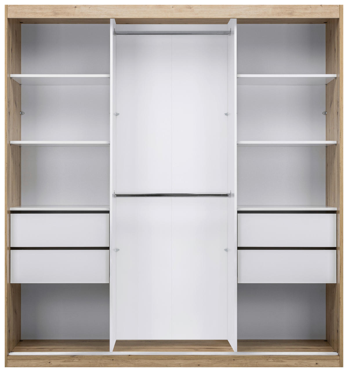 SCHIEBETÜRENSCHRANK 200/215/59,5 cm 3-türig Eiche Artisan  - Schwarz/Eiche Artisan, MODERN, Holzwerkstoff/Metall (200/215/59,5cm) - MID.YOU