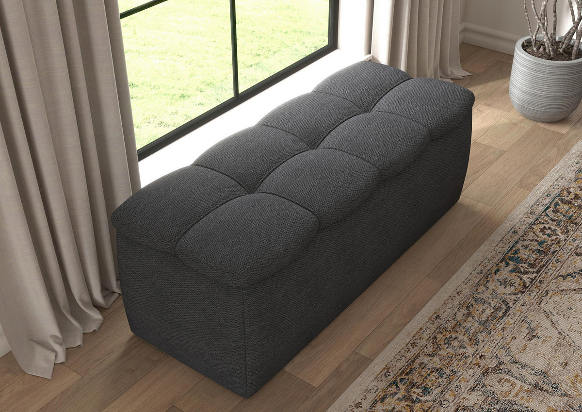 BETTBANK Bouclé Dunkelgrau  - Dunkelgrau/Schwarz, Basics, Kunststoff/Textil (141/50/40cm) - Chameo