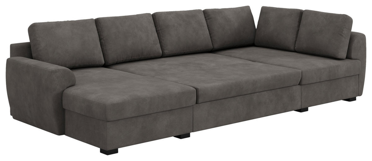 SJEDEĆA GARNITURA tekstil  siva   - siva/crna, Trend, tekstil/plastika (154/327/86cm) - MID.YOU