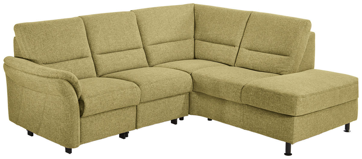 ECKSOFA in Flachgewebe Limette  - Limette/Schwarz, Modern, Textil/Metall (227/203cm) - Beldomo System