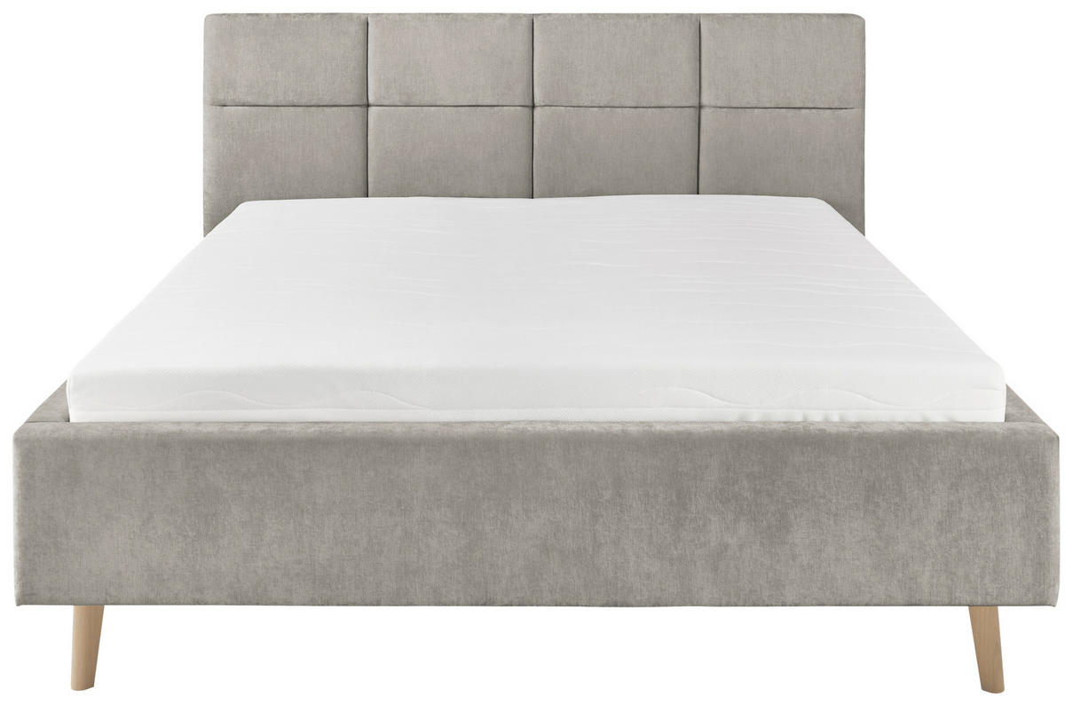 POLSTERBETT 140/200 cm,  in Grau,  - Eichefarben/Grau, KONVENTIONELL, Holz/Textil (140/200cm) - SetOne by Musterring
