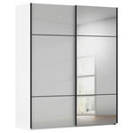 SCHWEBETÜRENSCHRANK 201/223/68 cm 2-türig Grau, Weiß  - Schwarz/Weiß, KONVENTIONELL, Glas/Holzwerkstoff (201/223/68cm) - Novel