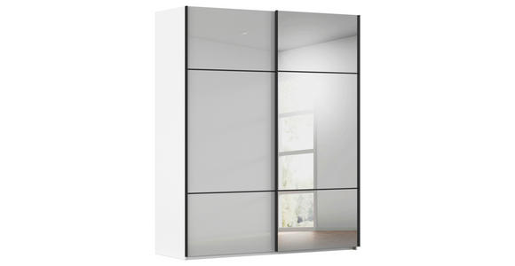 SCHWEBETÜRENSCHRANK 201/223/68 cm 2-türig Grau, Weiß - Schwarz/Weiß, KONVENTIONELL, Glas/Holzwerkstoff (201/223/68cm) - Novel